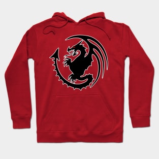 Round Black Dragon Design On Red Background Hoodie